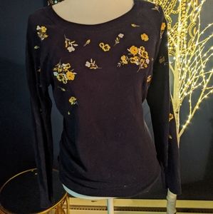 Ann Taylor navy embroidered sweater